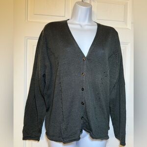 Maggie McNaughton Green Beaded V Neck Cardigan Sweater Sz 1X Plus Holiday